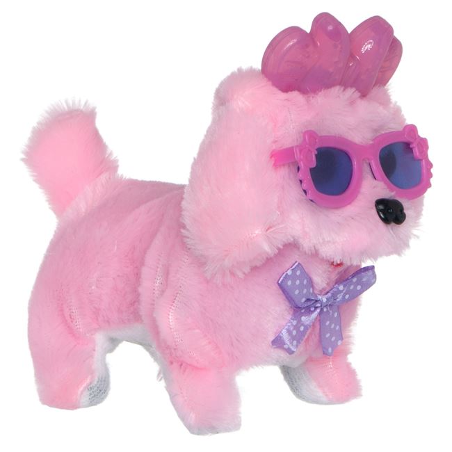Catel Canis Roz cu Miscare si Sunet, 17cm - eMAG.ro