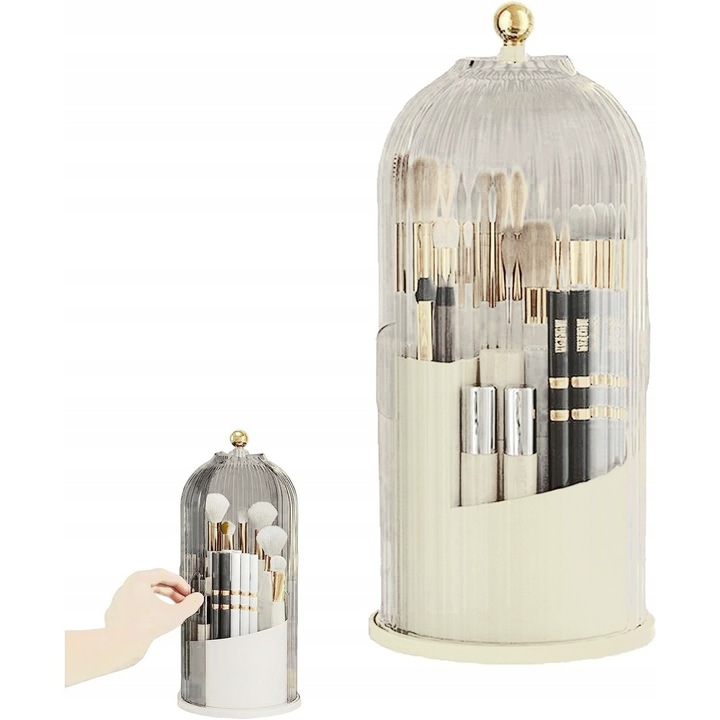 Organizator De Produse Cosmetice, Make-up, 27x12x12.7 cm, Plastic, Bej