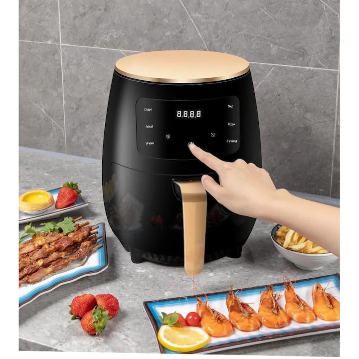 Friteuza fara Ulei AT PERFORMANCE® 2400W, 6L, Cuptor cu Aer Cald 360°, Functie de Coacere – 50 Hartii de Copt