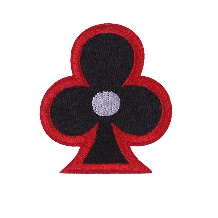 Petic textil brodat Joc de carti Trefla 5.4x4.7 cm