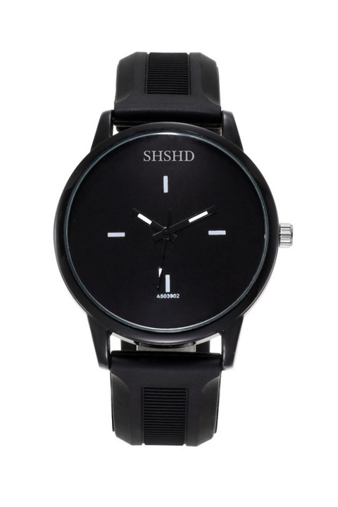 Ceas pentru barbati Byron din silicon cu cadran negru si curea neagra din silicon