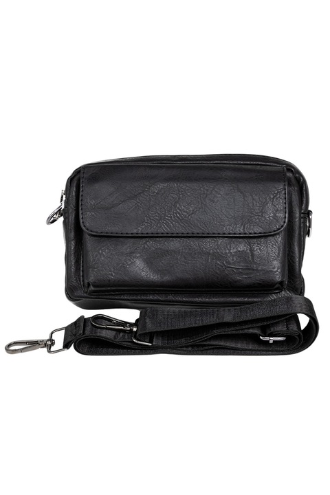 Мъжка чанта за през рамо, екологична кожа, Naimeed D5443, Companion, черна, 15x6x23см