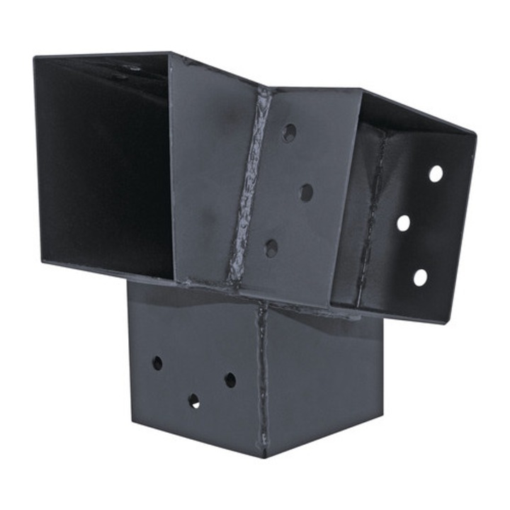 Conector Grinzi Lemn Suki 90x90 Mm, Unghi 105° Stanga, Otel Zincat Negru