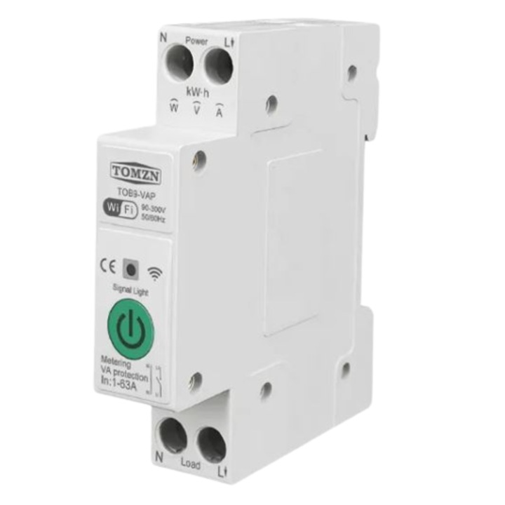 Siguranta automata inteligenta reglabila 1-63A, cu contor WIFI, protectie supratensiune si subtensiune reglabila incluse