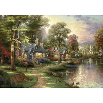 Puzzle Schmidt 1500 Thomas Kinkade : Hometown Lake Puzzle Schmidt 1500 Thomas Kinkade : Hometown Lake