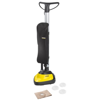 Aparat de curatat pardoseli Karcher FP 303, 600 W, 1000 rot/min, 4 l, 3 paduri, Sac textil, Galben/Negru Aparat de curatat pardoseli Karcher FP 303, 600 W, 1000 rot/min, 4 l, 3 paduri, Sac textil, Galben/Negru