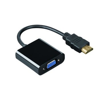Cablu adaptor Hdmi tata la VGA mama fara sunet si 2 adaptoare, negru Cablu adaptor Hdmi tata la VGA mama fara sunet si 2 adaptoare, negru