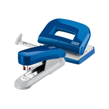 Set Novus: perforator, capsator, capse, Albastru Set Novus: perforator, capsator, capse, Albastru