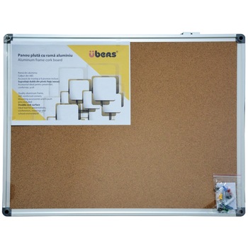 Panou pluta Ubers, doua fete, cu rama din aluminiu, 100 x 150 cm Panou pluta Ubers, doua fete, cu rama din aluminiu, 100 x 150 cm