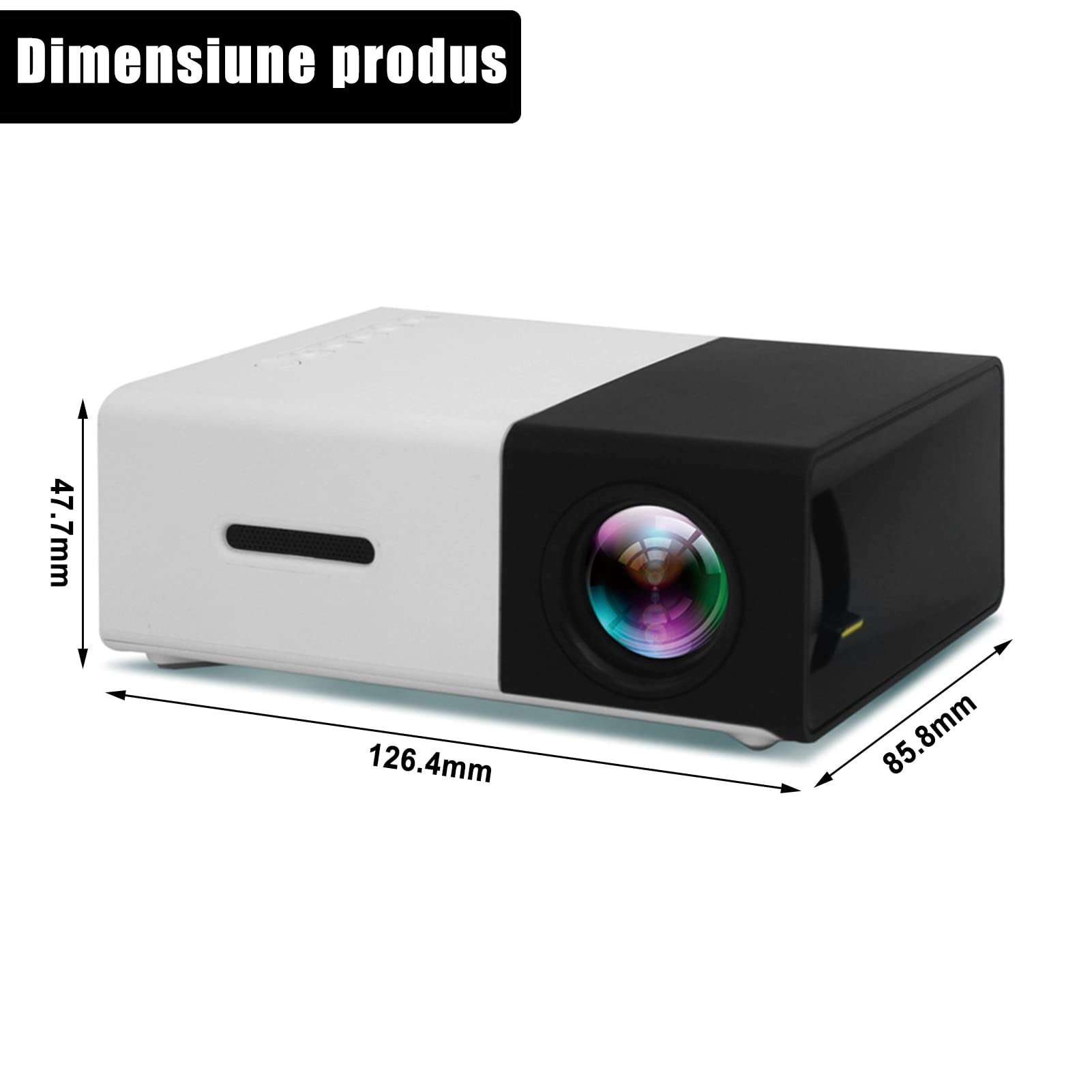 Mini Proiector, Bolongking, LED, Alb/Negru - eMAG.ro