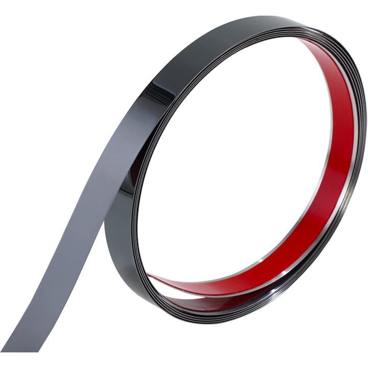 Самозалепваща декоративна лента от никелирана неръждаема стомана, 500x2 см, черна - MaffStuff®