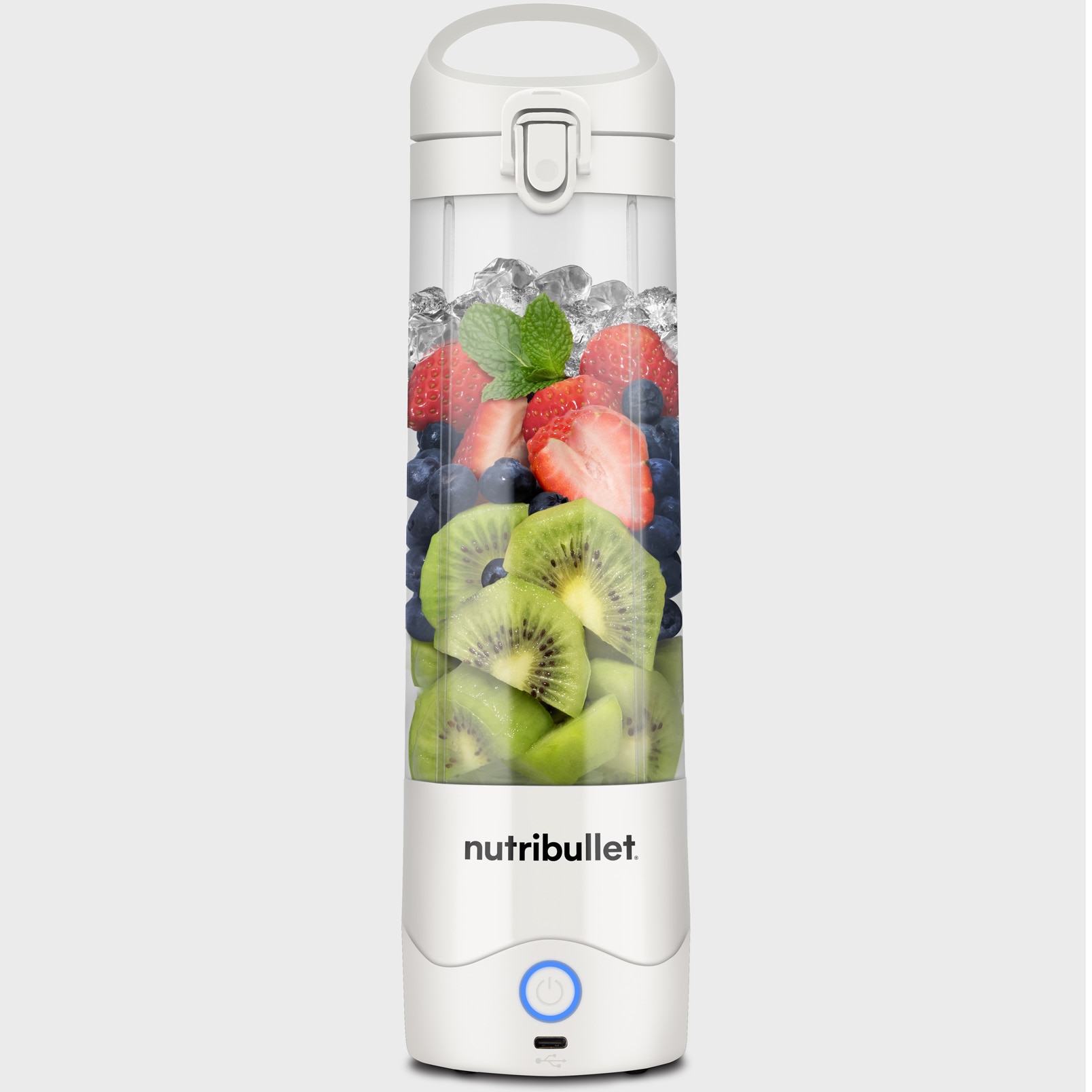 Blender portabil Nutribullet® 0C22300093, capacitate 475 ml, 15 utilizari per incarcare, USB-C, alb