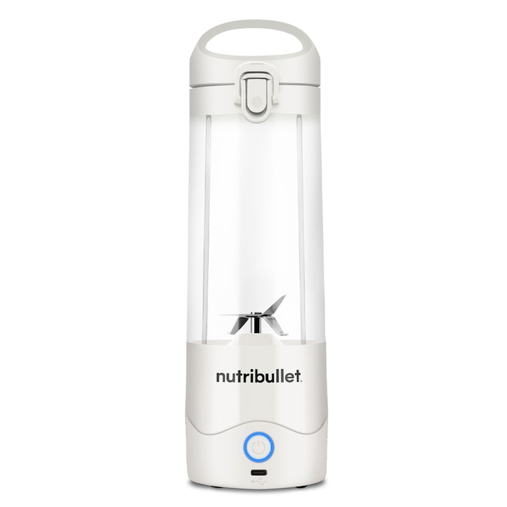 Blender portabil Nutribullet® 0C22300093, capacitate 475 ml, 15 utilizari per incarcare, USB-C, alb