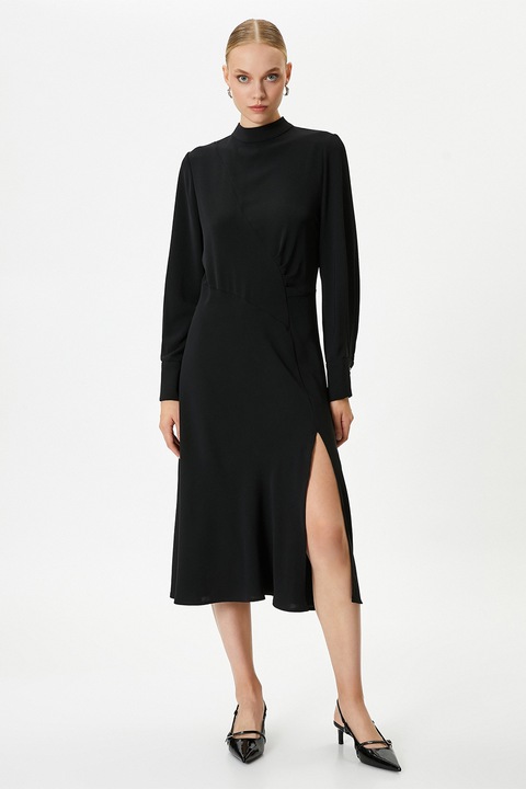 KOTON, Rochie midi cu slit lateral, Negru, L