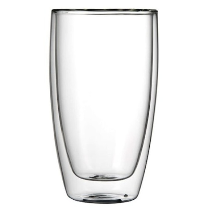 Pahar cu Pereti Dubli, Sticla Termorezistenta, 450ml