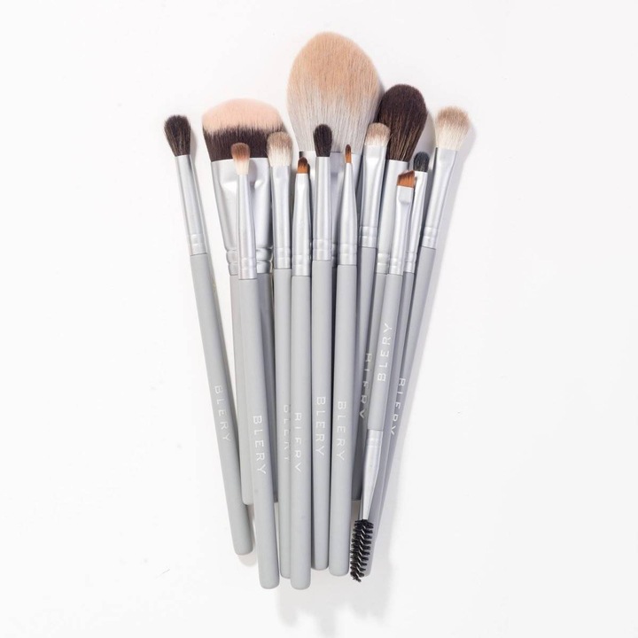 Set 13 pensule de machiaj, Blery Cosmetics, Cornsilk Creations, Gri