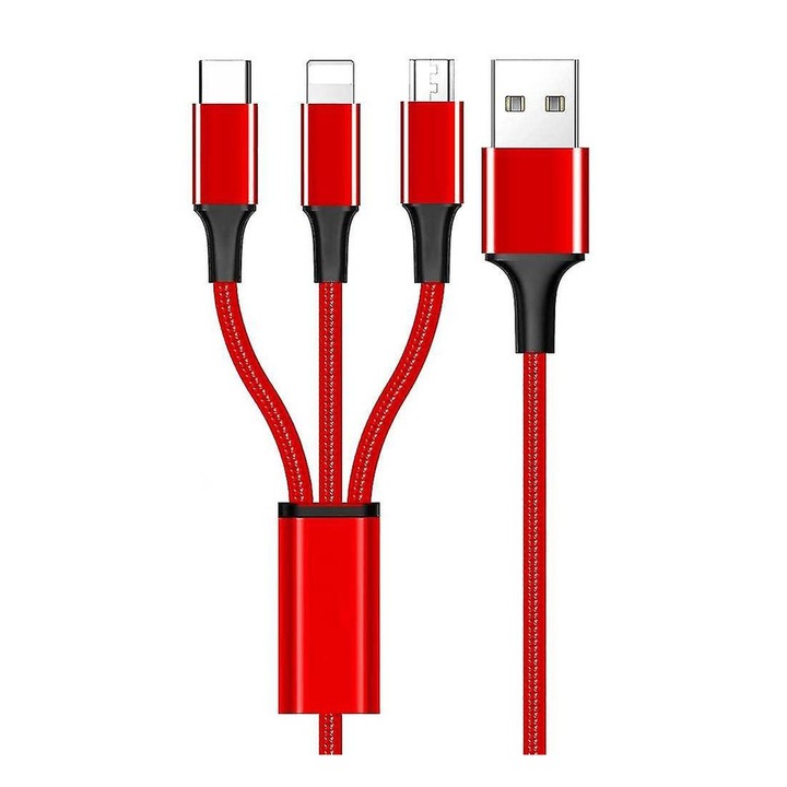 Kábel univerzális, szilikon, USB-A, USB-C, MICRO USB, Apple világítás, színes, 1 m