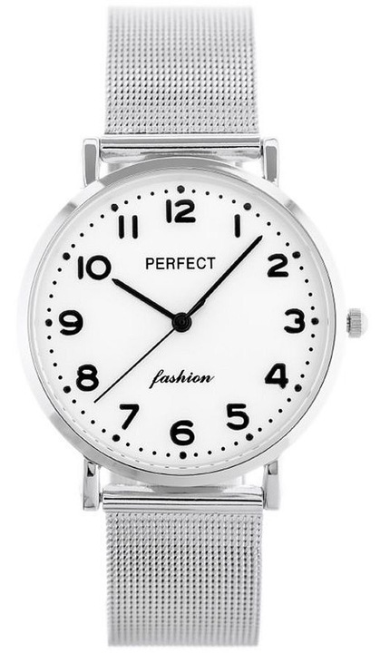 Дамски часовник Perfect, Неръждаема стомана, Кварцов механизъм, Сребрист