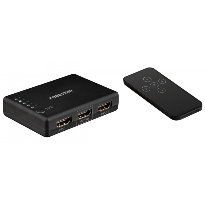 HDMI Switch 5x1 távirányítóval, 18Gbps, Plug&Play, Fonestar