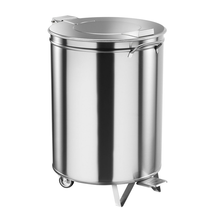 Pubela, inox, cu pedala si capac, capacitate 50 litri