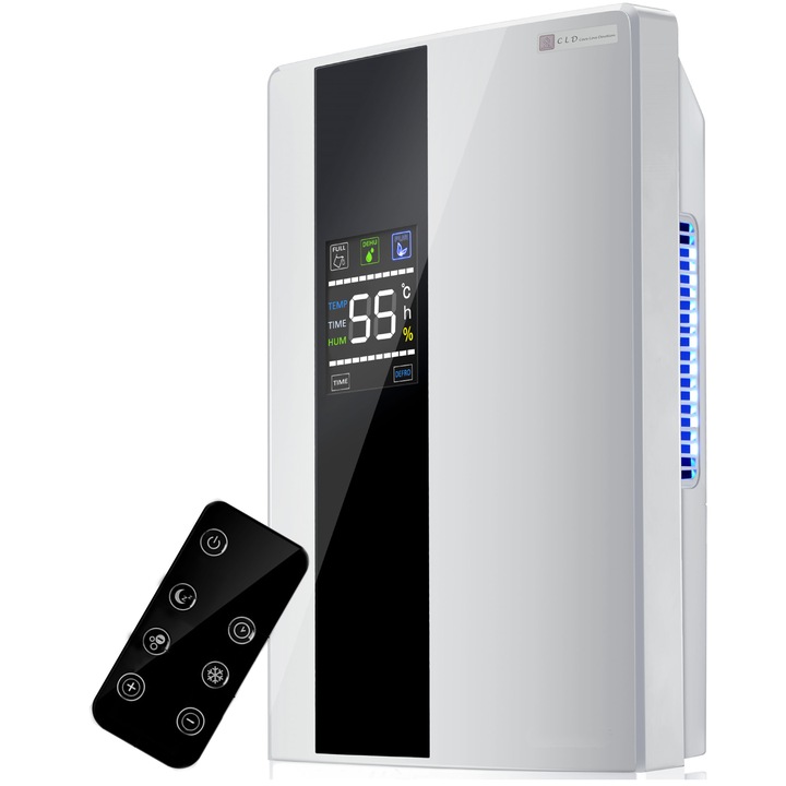 Изсушител и пречиствател на въздух с дистанционно управление, дигитален дисплей, интелигентна функция за размразяване и спиране, хигрометър, термометър и термостат - CLD-CareLoveDevotion