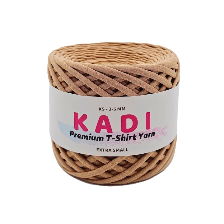 Banda textila pentru crosetat, KaDi Premium Extra Small, 3-5 mm, 110 m, culoare Caramel