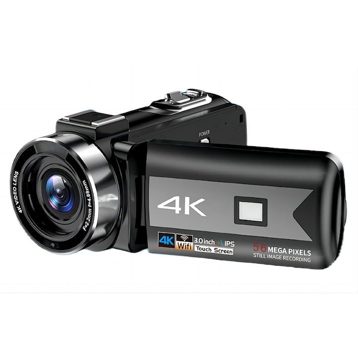 Видеокамера MOSMAOO, 4K Ultra HD, 3.0"IPS сензорен екран, 56MP, 18 x увеличение, 64GB SD карта, черен