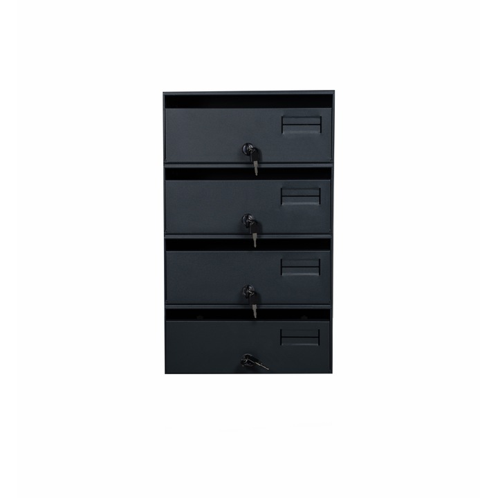 Модул 4 пощенски кутии с масивна антрацитно сива врата и антрацитно сива рамка