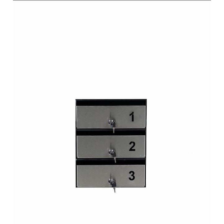 Модул 3 LUX пощенски кутии с врата от неръждаема стомана и черна рамка