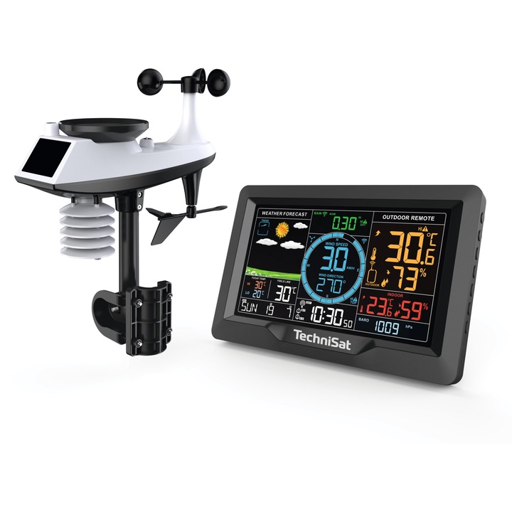 Метеорологична станция, TechniSat, Imeteo X6, LCD екран, черен