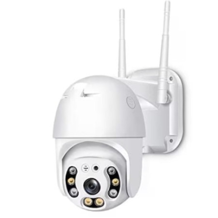 Camera de Supraveghere Miromoto®, Wi-Fi, 2MP, HD, Conexiune audio, Alarma, 8 LED-uri, Alb