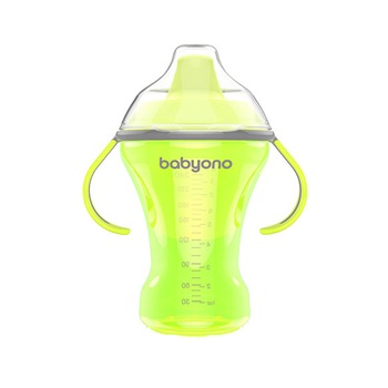 Canita anti-varsare Baby Ono cu tetina adaptor moale 260 ml Green Canita anti-varsare Baby Ono cu tetina adaptor moale 260 ml Green