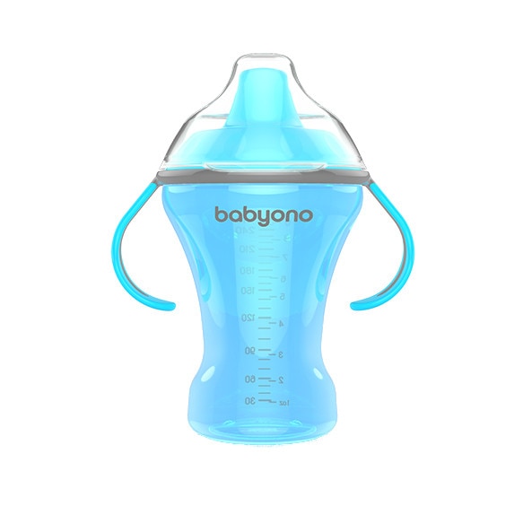 Canita anti-varsare Baby Ono cu tetina adaptor moale 260 ml Blue