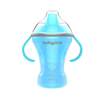 Canita anti-varsare Baby Ono cu tetina adaptor moale 260 ml Blue Canita anti-varsare Baby Ono cu tetina adaptor moale 260 ml Blue