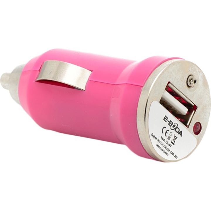 Incarcator auto E-Boda CML 201, 1A, Roz