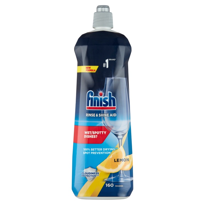 Finish Rinse & Shine Aid öblítőszer gépi mosogatáshoz, Citrom illat, 160 mosogatáshoz, 800ml