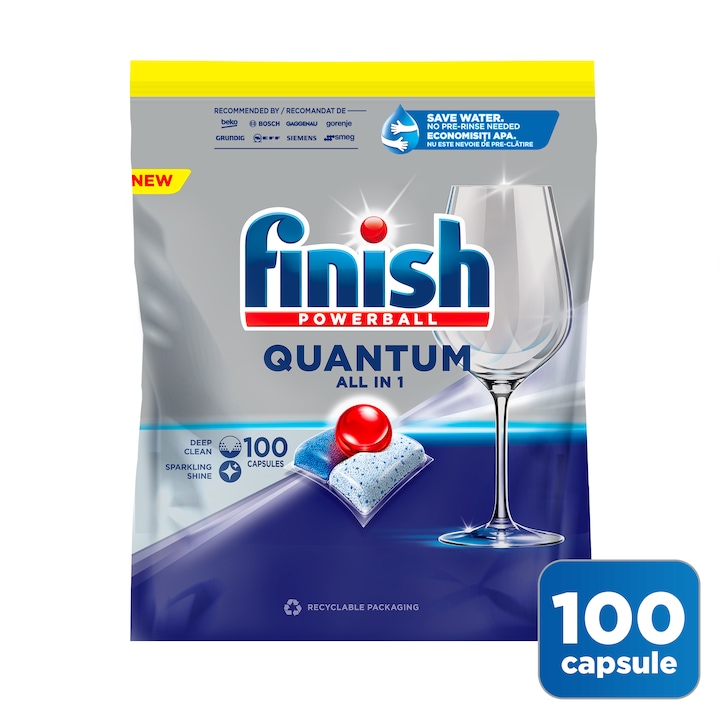 Detergent capsule pentru masina de spalat vase Finish Quantum All in 1, 100 spalari