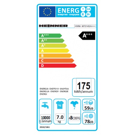 Masina de spalat Heinner HWM–M7014SA+++, 7 kg, 1400 RPM, Clasa A+++, Silver + usa cromata