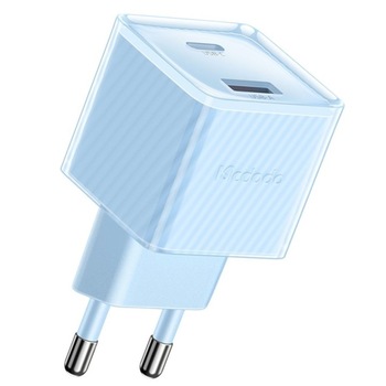 Incarcator Retea Mcdodo Dichromatic Dual Port Type-C si USB-A, Fast Charging PD 33W, Albastru