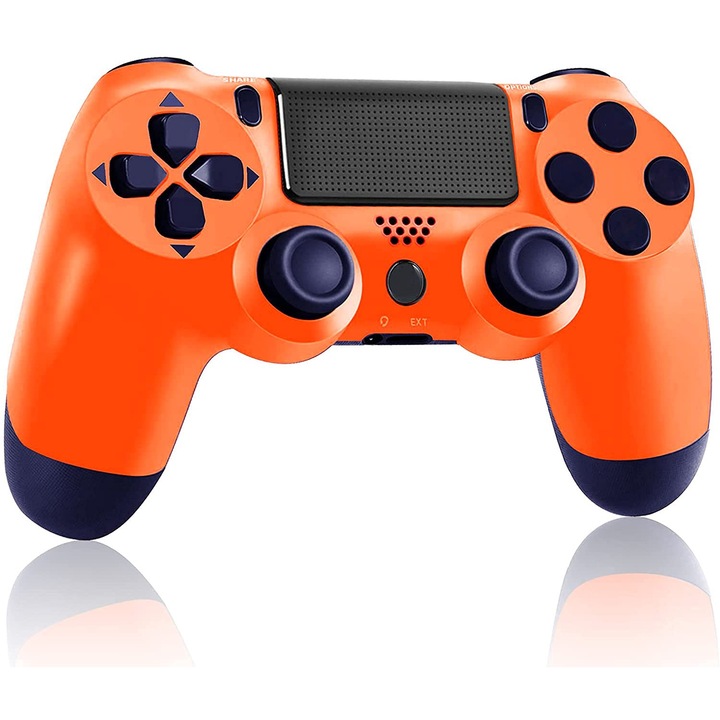Controler de joc fara fir PS4, Bluetooth, Dual Shock, Gamepad Wireless pentru PC, PS4, Nintendo Switch, Portocaliu