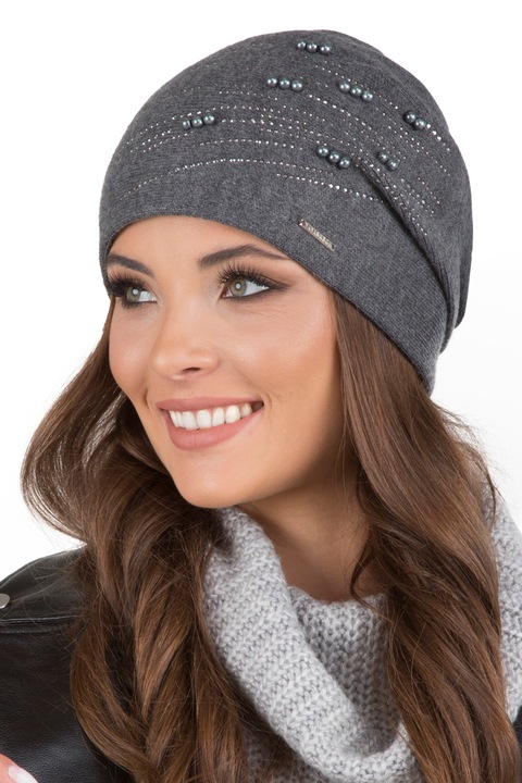 Caciula dama, de iarna, Vivisence, 7012, Gri inchis, marime unica