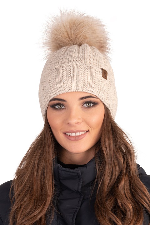 Női téli sapka, Vivisence, 7019, Bézs, egy méret