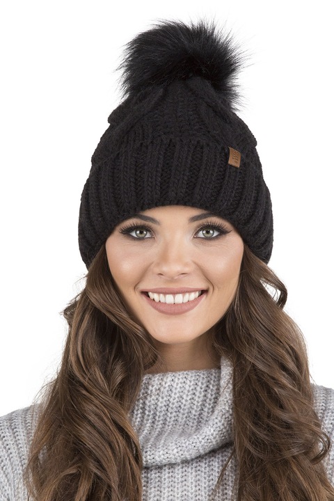 Női téli sapka, Vivisence, 7014, Fekete, egy méret