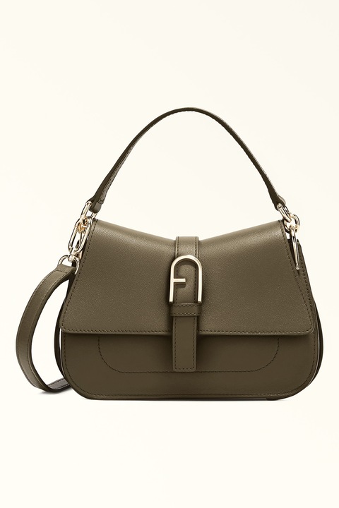 Furla, Flow levehető pántos bőr kézitáska, Khaki