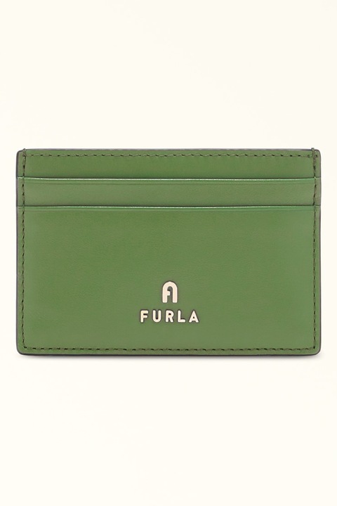 Furla, Кожен калъф за карти Camelia с лого, Зелен