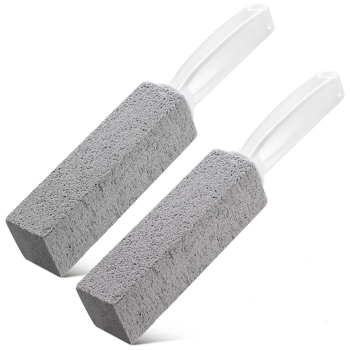 Комплект от 2 четки за почистване на тоалетна, полипропилен/желязо/метал, бяло/сиво