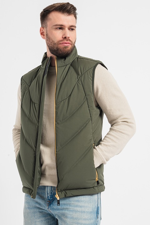 BOSS, Vesta usoara si matlasata cu fermoar, Verde, M