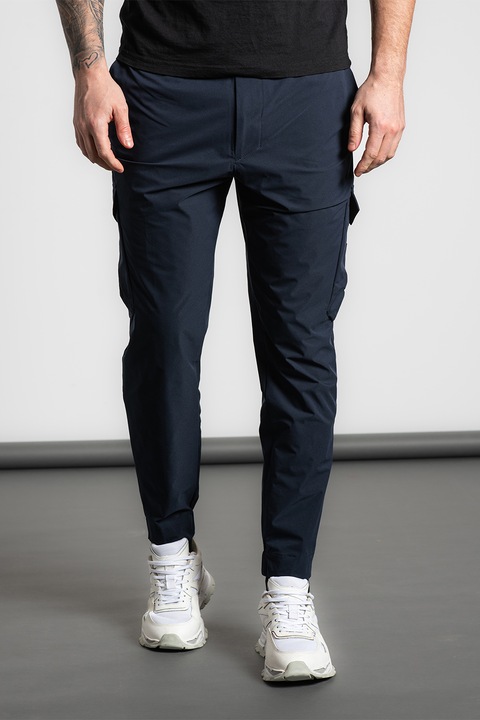 BOSS, Pantaloni cargo din material usor Urbanex, Bleumarin