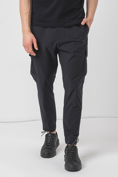 BOSS, Pantaloni cargo din material usor Urbanex, Negru