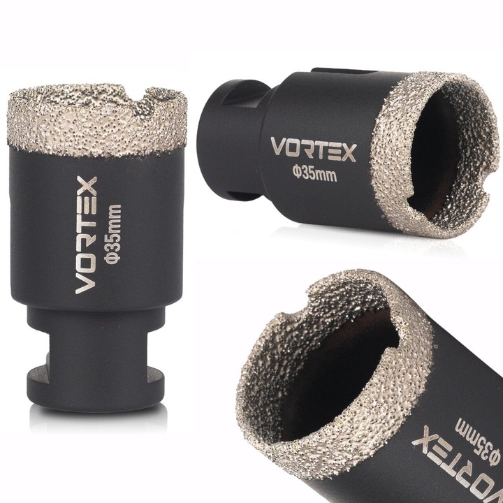 Set de gaurire Vortex, diamantat, 35mm, pentru gres, granit, marmur, ceramica, M14